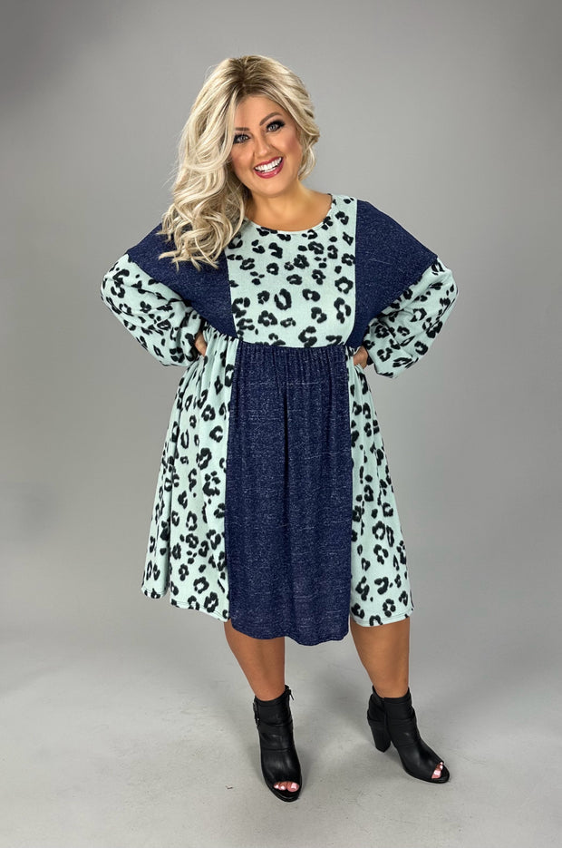 SALE!! 36 CP-E {Out And About} Mint Animal Print Dress PLUS SIZE 1X 2X 3X