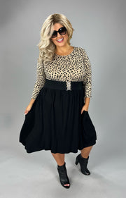 82 CP-C {Little Lady} Taupe/Black Dalmatian Print Dress (belt sold separately) PLUS SIZE 1X 2X 3X