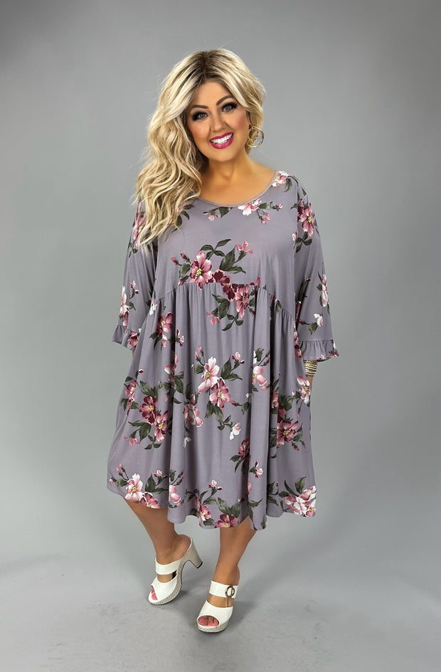 28 PQ {Style Indulgence} Lavender Floral Print Dress EXTENDED PLUS SIZE 4X 5X 6X