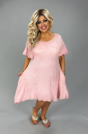 94 SSS {See It Through} Blush Short Sleeve Dress w/Pockets PLUS SIZE 1X 2X 3X