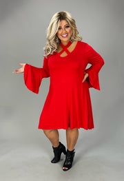 32 SQ {Dreaming Of Elegance} Red V-Neck Top w/ Tie Cross Neck Detail PLUS SIZE XL 2X 3X