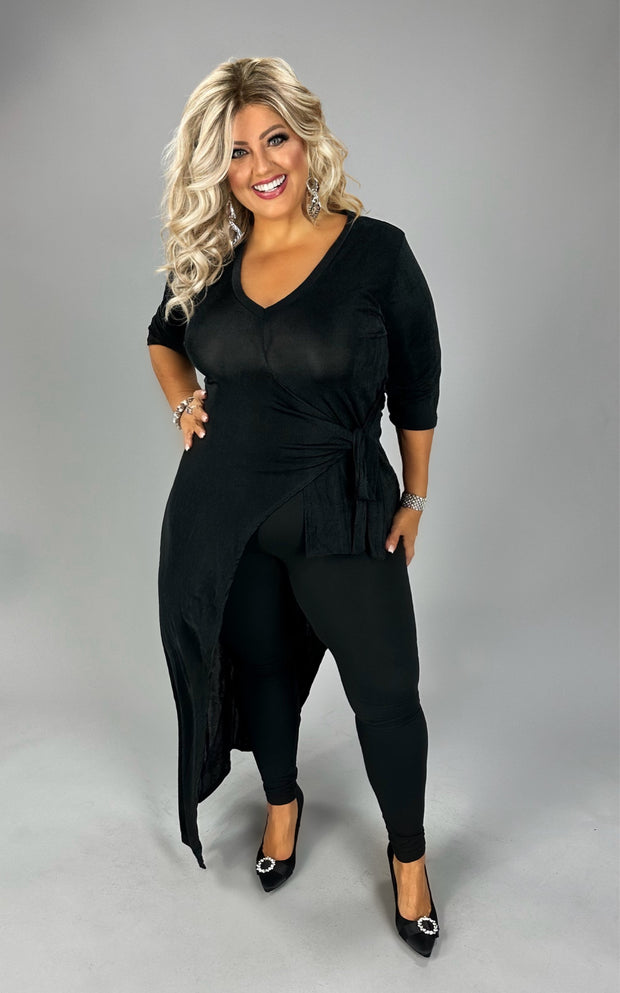 LD-P {Let Me Tell You} Black Body Con Dress w/Side Tie PLUS ;SIZE 1X 2X 3X