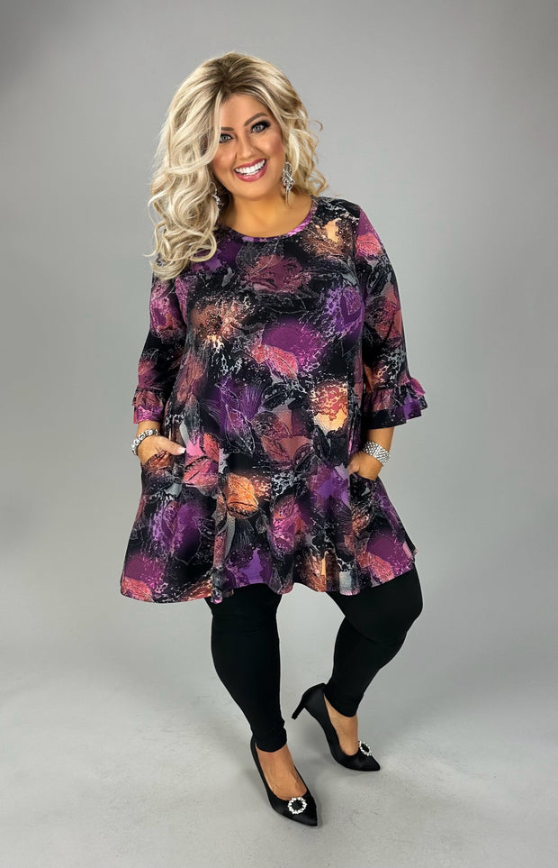 82 PQ-D {Solutions} PURPLE  Print Tunic PLUS SIZE 1X 2X 3X