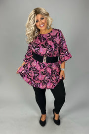 71 PQ {Just A Theory} Black/Pink Paisley Print Top EXTENDED PLUS SIZE 4X 5X 6X