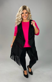 56 OT-A {Cool Is Calling} UMGEE Black Vest W/Fringe PLUS SIZE XL 1X 2X