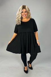 26 SSS {Casual Chic} Black Ruffle Babydoll Tunic EXTENDED PLUS 3X 4X 5X