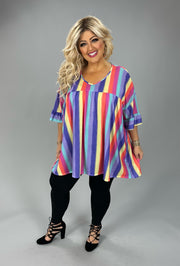 48 PSS {Put A Spin On It} Multi Shirred Cut Stripe Top  EXTENDED PLUS SIZE 4X 5X 6X