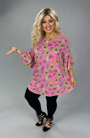 24 PSS {Making Life Great} Pink/Yellow Floral Top EXTENDED PLUS SIZE 4X 5X 6X (Size Up 1 Size)