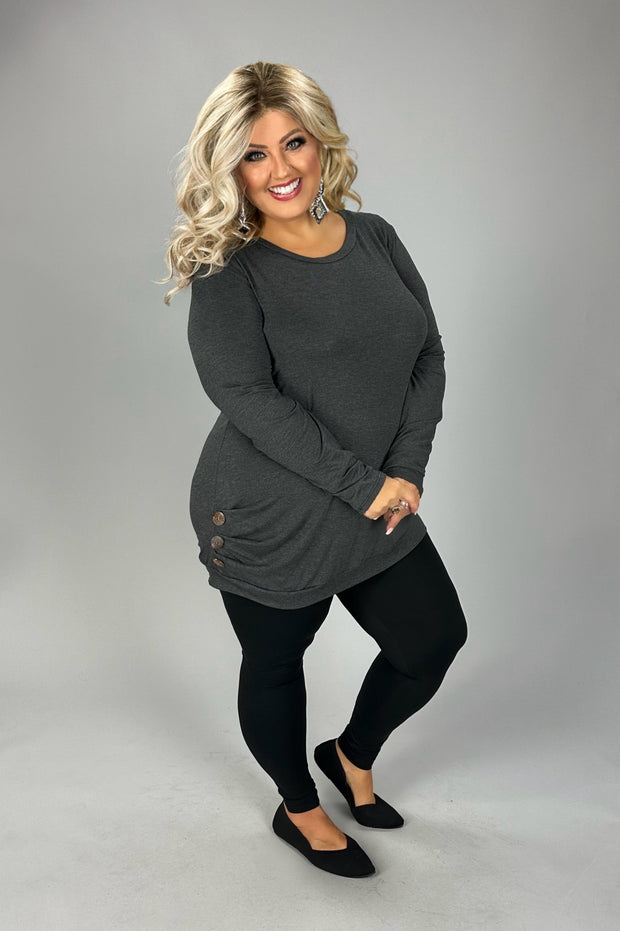 1-48 SLS {Charcoal Renewed} Charcoal Top w/Side Buttons PLUS SIZE 1X 2X 3X