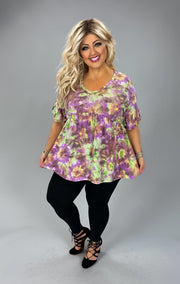 31 PSS {Love Dilemma} Plum/Green Tie Dye Empire Waist Top PLUS SIZE 2X 3X