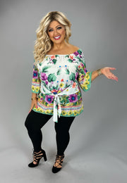 18 OS {Strike A Pose} Ivory/Multi-Color Floral Off Shoulder Top PLUS SIZE 1X 2X 3X