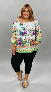 18 OS {Strike A Pose} Ivory/Multi-Color Floral Off Shoulder Top PLUS SIZE 1X 2X 3X