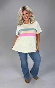 35 CP {Radiate Kindness} Yellow Top w/Horizontal Stripes PLUS SIZE 3X