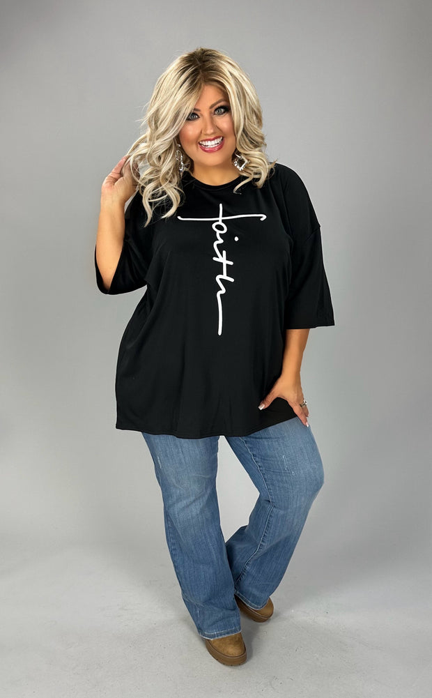 75 SET {Faith In Him} Black "faith" Graphic Tee/Short Set CW EXTENDED PLUS SIZE 4X 5X