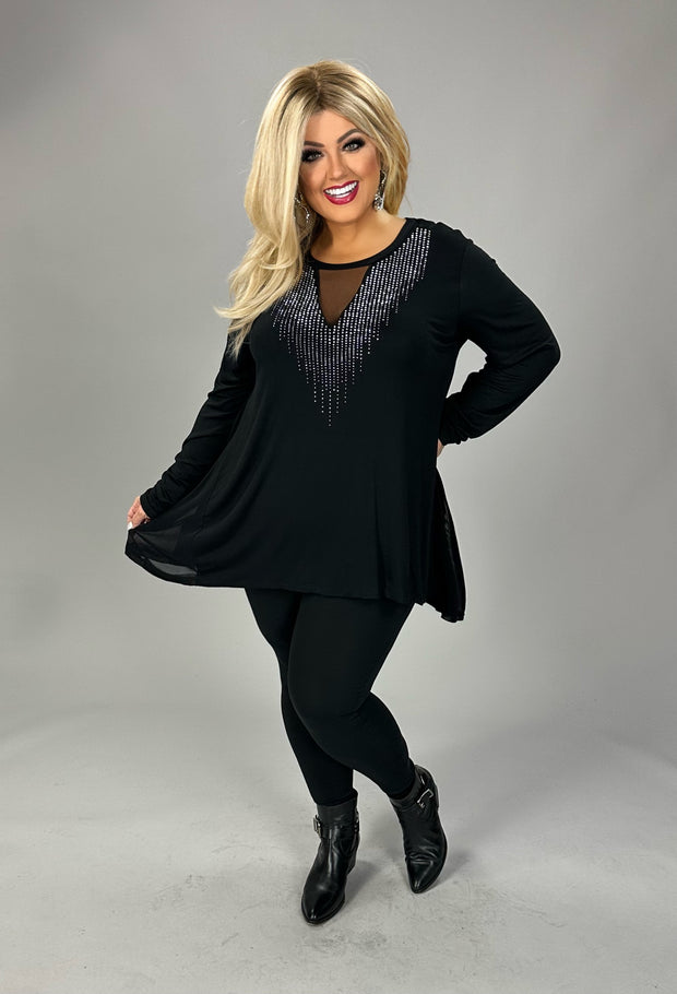 48 SD {Being The Moment} VOCAL Black Top w/ Rhinestone PLUS SIZE XL 2X 3X