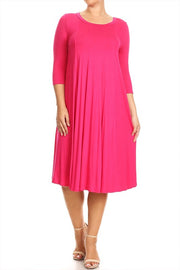 64 SQ {Playing For Keeps} Hot Pink Pleated A-Line Dress PLUS SIZE 1X 2X 3X