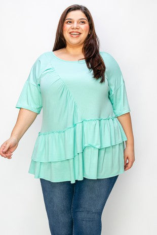 35 SSS {Made For Me} Mint Double Layer Hem Detail Top EXTENDED PLUS SIZE 4X 5X 6X