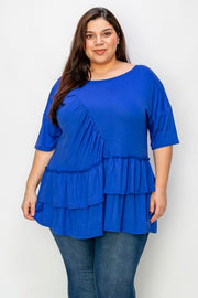 36 SSS {Made For Me} Royal Blue Double Layer Hem Top EXTENDED PLUS SIZE 4X 5X 6X