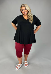 27 SSS {Loving Moment} Black V-Neck Short Sleeve Top EXTENDED PLUS SIZE 3X 4X 5X