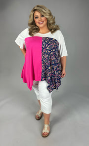 21 CP {You Get The Picture} Ivory Fuchsia Navy Floral Top EXTENDED PLUS SIZE 4X 5X 6X