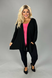 79 OT-C {All For You} BLACK Long Sleeve Cardigan CURVY BRAND!!!  EXTENDED PLUS SIZE 1X 2X 3X 4X 5X 6X (May Size Down 1 Size)