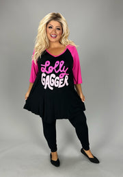 17 GT {Lolly Gagger} Black/Fuchsia Graphic Tee CURVY BRAND!!!!  EXTENDED PLUS SIZE XL 2X 3X 4X 5X 6X (May Size Down 1 Size)