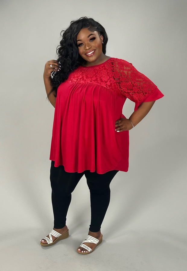 44 SSS {In The Details} Red Floral Lace Babydoll Tunic CURVY BRAND EXTENDED PLUS SIZE 3X 4X 5X 6X