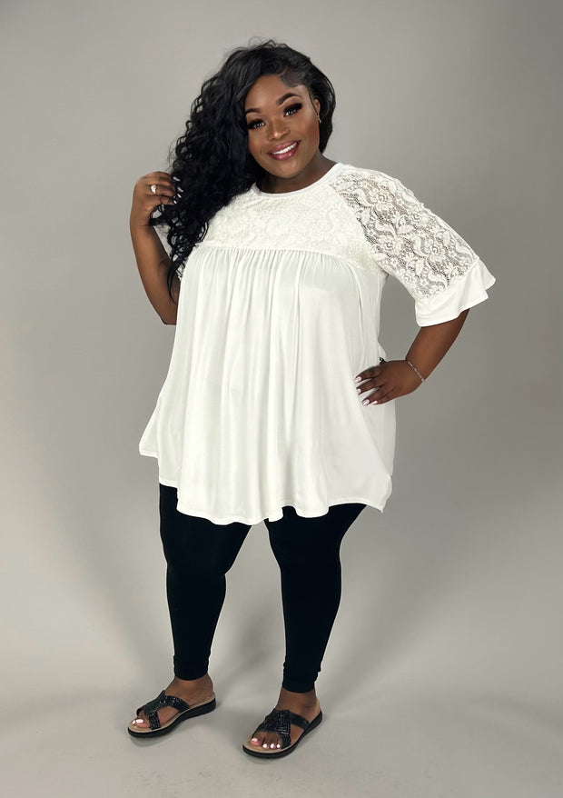 43 SSS {In The Details} Ivory Floral Lace Babydoll Tunic CURVY BRAND EXTENDED PLUS SIZE 3X 4X 5X 6X