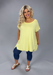 48 SSS {Truly Yours} Yellow Solid Batwing Sleeve Top EXTENDED PLUS SIZE 4X 5X 6X