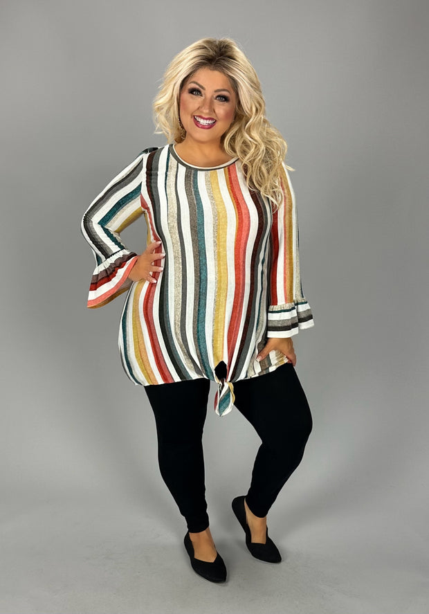 SALE!1-1  PQ-R {Yes It's True} Vertical Striped Tunic with Tie Hem