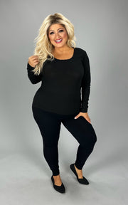 35 SLS-M {Finally Yours} Black Long Sleeve Top PLUS SIZE XL 1X 2X