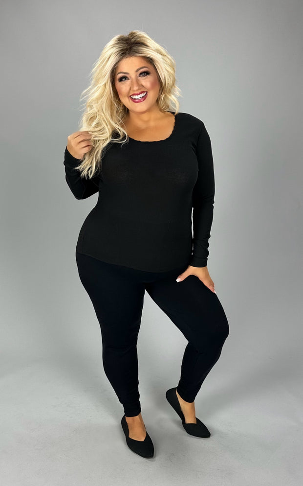 35  SLS-M {Finally Yours}  Black Long Sleeve Top PLUS SIZE XL 1X 2X