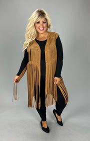 46 OT {The One I Want} VOCAL Camel Fringe Laser Cut Vest PLUS SIZE XL 2X 3X