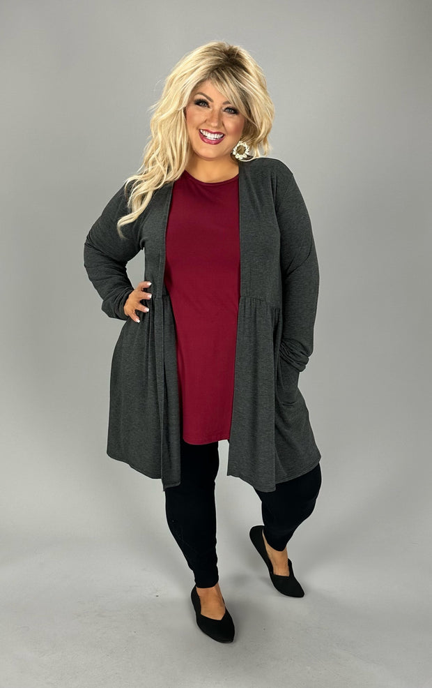 23 OT {Prepared For Anything} Charcoal Long Sleeve Cardigan PLUS SIZE 1X 2X 3X