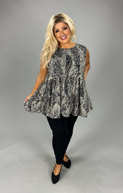 34 SV {Attitude For Days} Black/Taupe Animal Print Top EXTENDED PLUS SIZE 3X 4X 5X