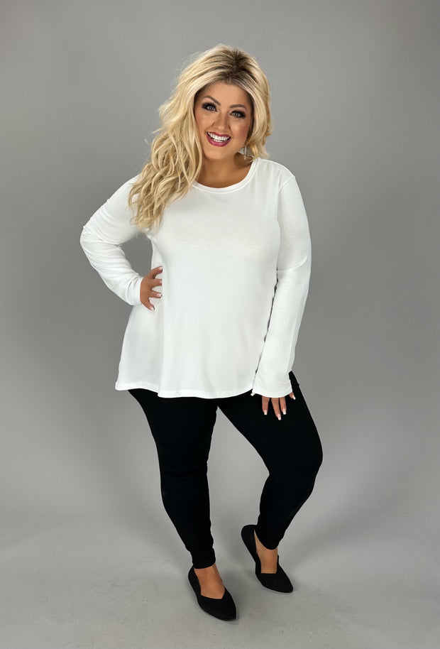 53 SLS {Basic Principles} White Long Sleeve Top PLUS SIZE 1X 2X 3X