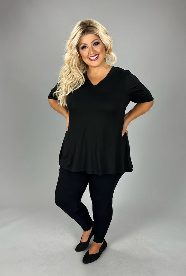 SALE!! 42 SSS {Once More For Style} Black V-Neck Top EXTENDED PLUS SIZE 3X 4X 5X