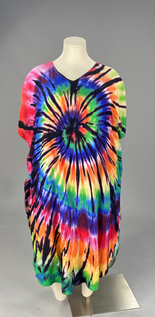 LD-A {In This Spot} Blue/Orange Tie Dye Caftan CW PLUS SIZE 3X