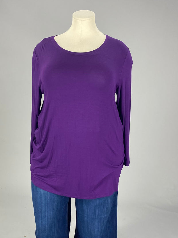 11 SLS {Weekly Favorite} Solid Plum Long Sleeve Top PLUS SIZE XL 2X 3X