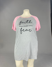 CW  GT {Faith Over Fear} H. Grey/Pink Graphic Print Dress