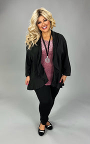 83 OT {Share Your Happiness} Black Ruffle Trim Cardigan CW EXTENDED PLUS SIZE 3X 4X 5X