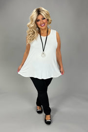 15 SV {Familiar Feelings} White Round Neck Layering Tank PLUS SIZE 1X 2X 3X