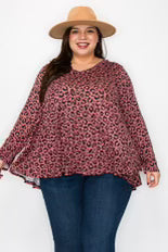 98 PQ {Prove Your Worth} Mauve Leopard Print V-Neck Top EXTENDED PLUS SIZE 3X 4X 5X