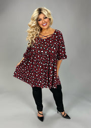 30 PSS {From A Dream} Wine Leopard Cross Neck Top EXTENDED PLUS SIZE 3X 4X 5X