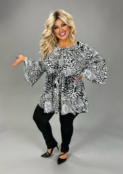 25 PQ {Dress To Impress} White Black Animal Print Top EXTENDED PLUS SIZE 3X 4X 5X