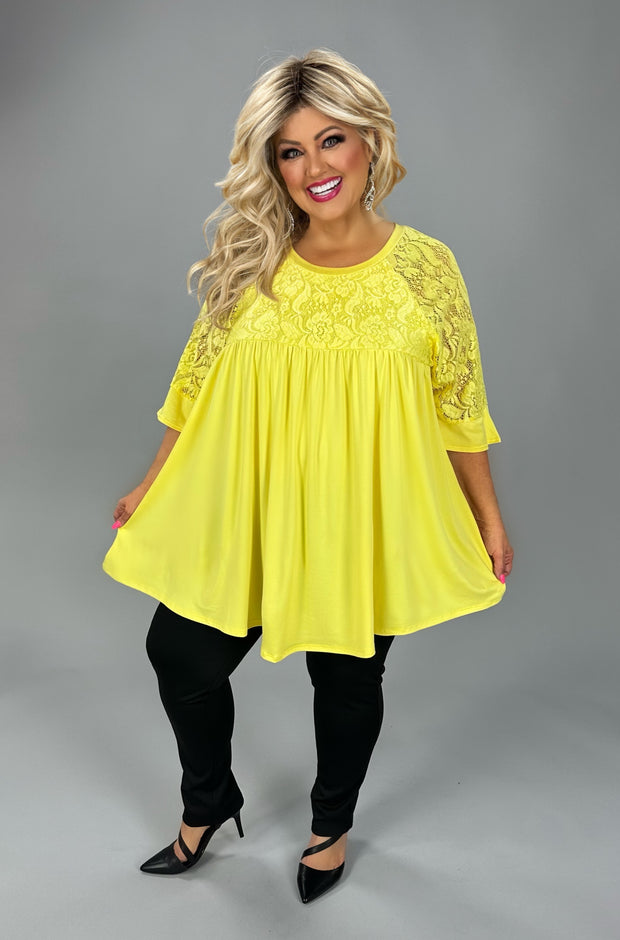 42 SSS {In The Details} Yellow Floral Lace Babydoll Tunic CURVY BRAND EXTENDED PLUS SIZE 3X 4X 5X 6X