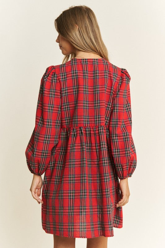 22 PLS {Magic Moments} Red Plaid Tie Front Dress PLUS SIZE 1X 2X 3X