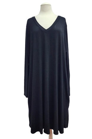 40 SLS {Timeless Look} Black V-Neck Long Sleeve Dress EXTENDED PLUS SIZE 4X 5X 6X