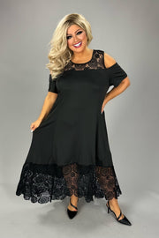 LD-G {Just A Memory} Black Lace Open Shoulder Maxi CW PLUS SIZE 2X