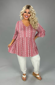 39 PSS {Love Match} Dusty Pink Paisley Babydoll Tunic EXTENDED PLUS SIZE 3X 4X 5X